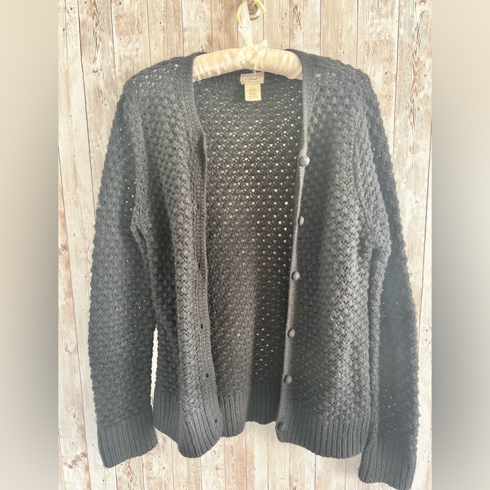 L.L. Bean Crochet Knit Cardigan Size Medium
